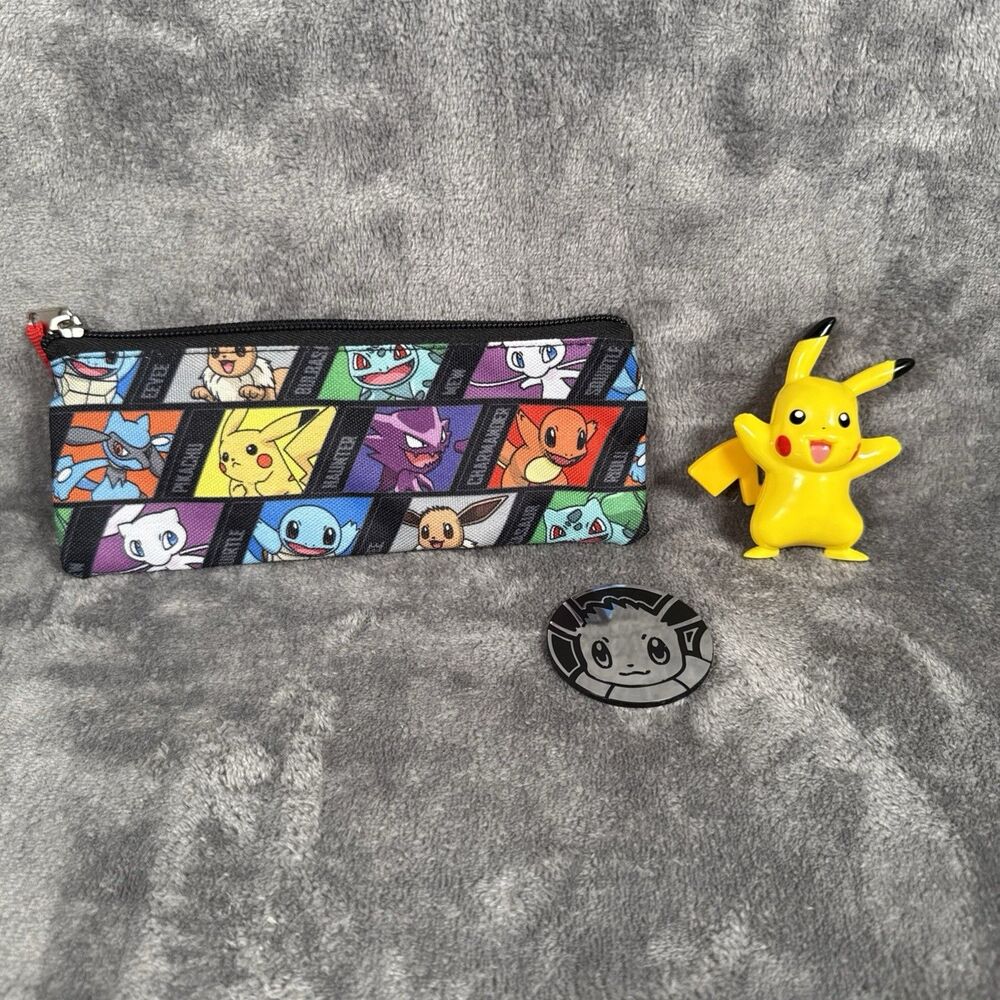 Pokémon Pouch Pencil Case - Light Up Pikachu - Eevee Jumbo Coin Lot Of 3